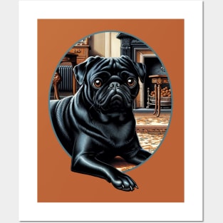 Classy Black Pug Posters and Art